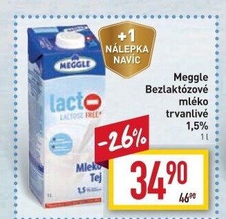 Mléko trvanlivé bez laktózy Meggle - 1,5% polotučné