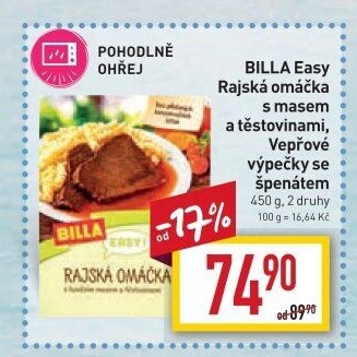 Rajská omáčka s těstovinami Easy Billa
