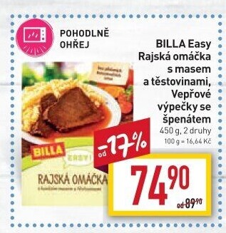 Rajská omáčka s těstovinami Easy Billa