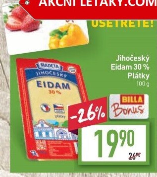 Sýr Eidam Jihočeský 30% Madeta