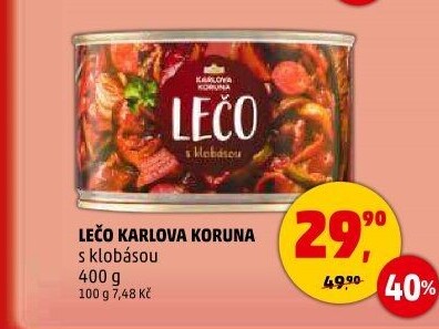 Lečo s klobásou Karlova Koruna - konzerva