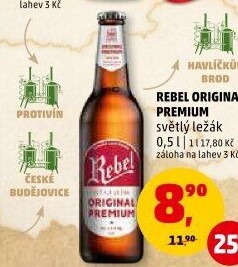Pivo světlé Premium Rebel Pivovar Havlíčkův Brod
