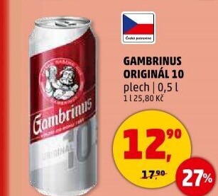 Pivo světlé výčepní Originál 10° Gambrinus