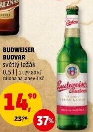Pivo světlý ležák Budweiser Budvar