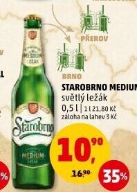 Pivo světlý ležák nepasterizovaný 11° Medium Starobrno