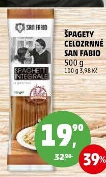 Těstoviny celozrnné San Fabio