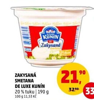 Zakysaná smetana de luxe Kunín 20%