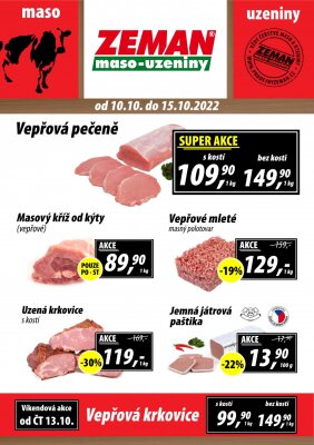 akční leták ZEMAN maso - uzeniny 10.10.2022-15.10.2022