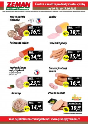 akční leták ZEMAN maso - uzeniny 10.10.2022-15.10.2022