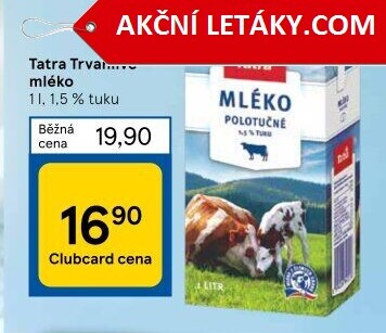 Mléko trvanlivé Tatra - 1,5% polotučné