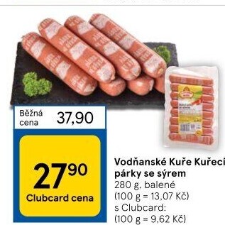 Párky kuřecí se sýrem Vodňanské kuře