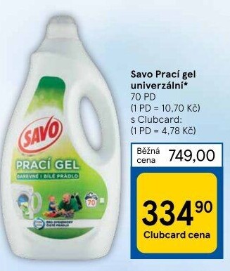 Prací gel bez chloru Savo