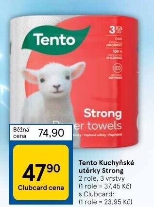 Utěrky kuchyňské 3vrstvé Strong Tento