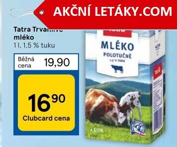 Mléko trvanlivé Tatra - 1,5% polotučné