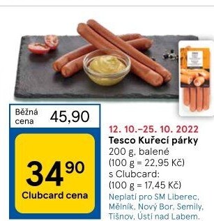 Párky kuřecí Tesco