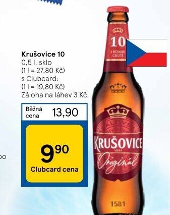 Pivo světlé výčepní Originál Královská 10° Krušovice