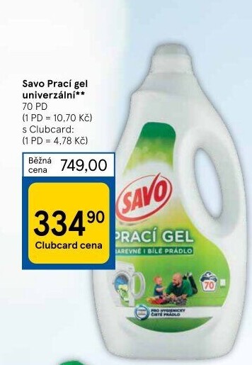 Prací gel bez chloru Savo