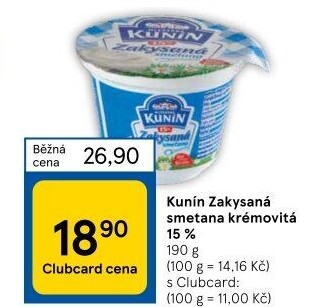 Zakysaná smetana krémovitá Kunín 15%