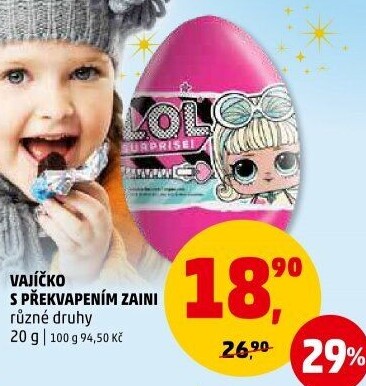 Čokoládové vajíčko s překvapením Zaini