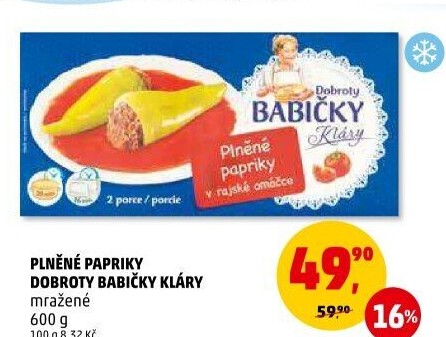 Papriky plněné v rajské omáčce mražené Dobroty babičky Kláry