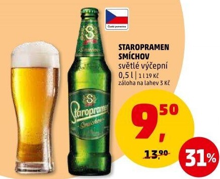 Pivo světlé výčepní 10° Smíchov Staropramen