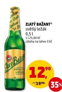 Pivo světlý ležák 12° Zlatý Bažant