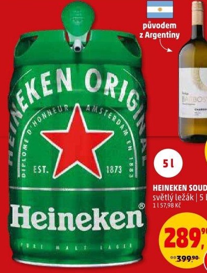 Pivo světlý ležák Heineken - soudek
