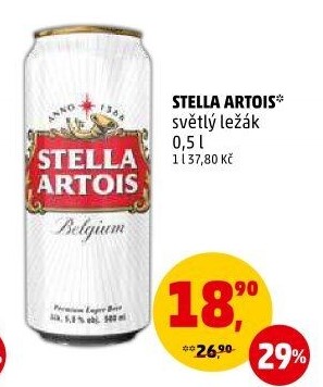 Pivo světlý ležák Stella Artois