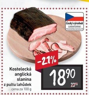 Anglická slanina kostelecká Kostelecké uzeniny