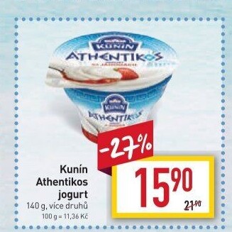 Jogurt ochucený řeckého typu Athentikos Kunín