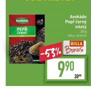 Koření Pepř černý mletý Avokádo