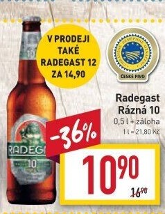 Pivo světlé výčepní Rázná 10° Radegast