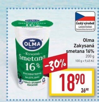 Smetana zakysaná Olma 16%