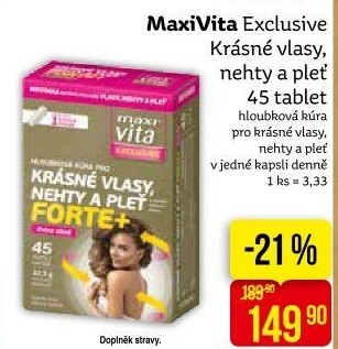 Doplněk stravy Krásné vlasy, nehty a pleť Forte + Exclusive MaxiVita