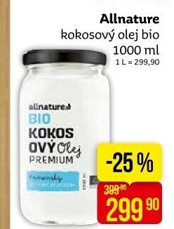 Kokosový olej bio Allnature