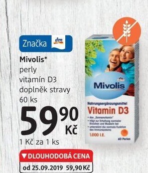 Doplněk stravy Perly s vitamínem D3 Mivolis Das gesunde Plus