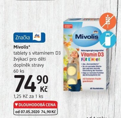 Doplněk stravy pro děti Vitamin D3 Mivolis