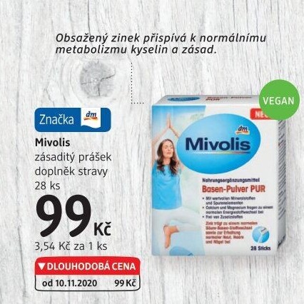 Doplněk stravy zásaditý prášek Mivolis Das gesunde Plus