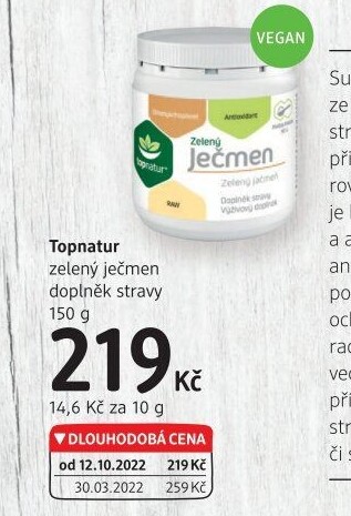 Doplněk stravy zelený ječmen Topnatur