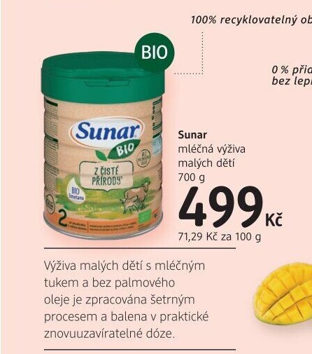 Mléčná výživa Bio Sunar