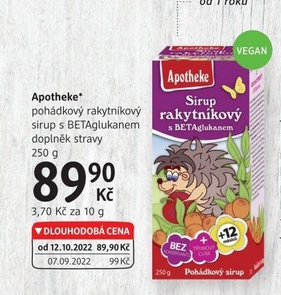Sirup pohádkový rakytníkový s BETA glukanem bio Apotheke
