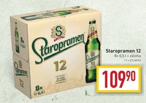 Pivo světlý ležák 12° Staropramen