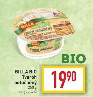 Tvaroh odtučněný Naše Bio Billa