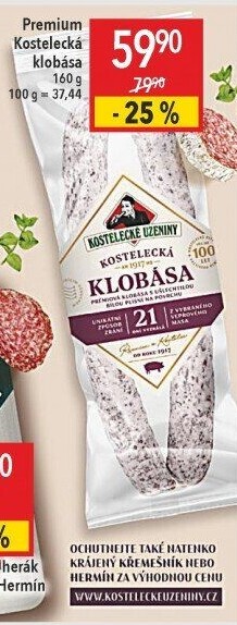 Kostelecká klobása premium Kostelecké uzeniny