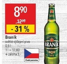 Pivo světlé výčepní 10° Braník