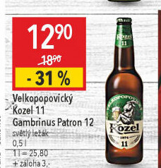 Pivo světlý ležák 11° Medium Velkopopovický Kozel