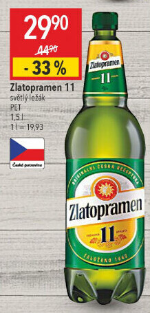 Pivo světlý ležák 11° Zlatopramen