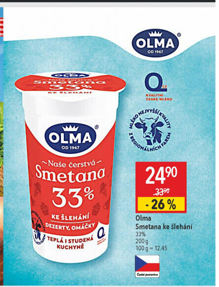 Smetana ke šlehání Olma 33%