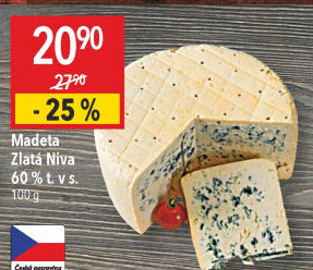 Sýr Niva zlatá Jihočeská 60% Madeta