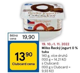 Ochucený jogurt řecký 0% Milko
